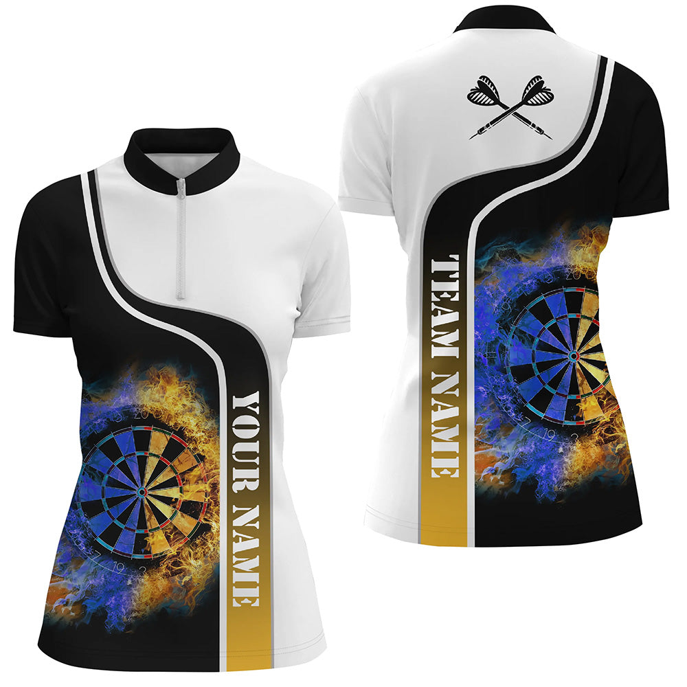 Pesonalized Darts Flame Quarter-Zip Shirt Custom Gradient Flame Cool Dart Jersey For Women LDT0734