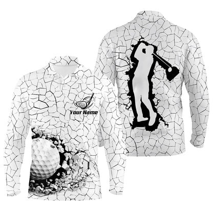 Golf Breaker Mens Polo Shirts, Custom Black And White Golf Shirts For Men, Cool Golf Gifts LDT0176