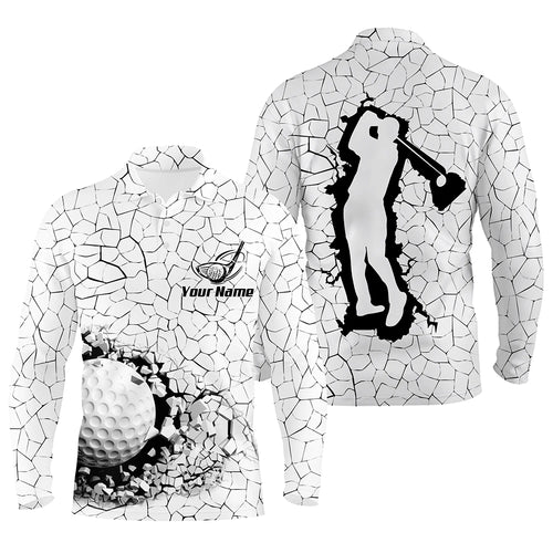 Golf Breaker Mens Polo Shirts, Custom Black And White Golf Shirts For Men, Cool Golf Gifts LDT0176