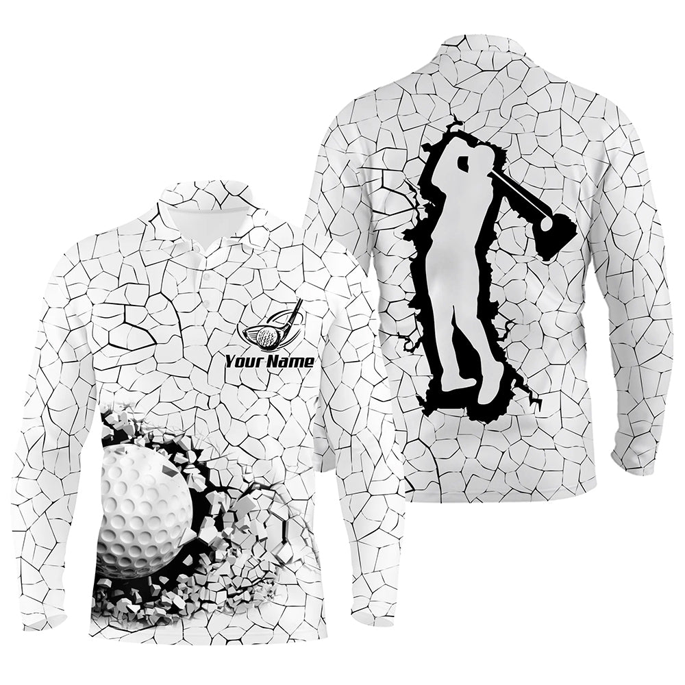 Golf Breaker Mens Polo Shirts, Custom Black And White Golf Shirts For Men, Cool Golf Gifts LDT0176