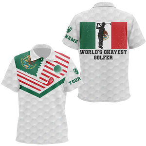 Mexican Flag World's Okayest Golfer Custom White Kids Polo Shirts Patriotic Golf Shirts For Kid LDT0432