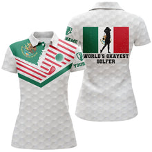 Load image into Gallery viewer, Mexican Flag World&#39;s Okayest Golfer Custom White Polo Shirt Patriotic Golf Shirts For Women LDT0432