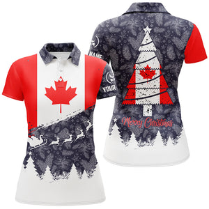 Christmas Canada Flag Golf Polo Shirt Custom Patriotic Golf Shirts For Women Golf Gifts LDT0750