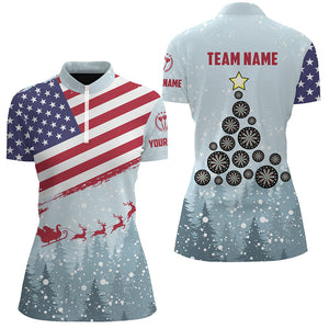 Christmas American Flag Darts Quarter-Zip Shirt Custom Patriotic Dart Jerseys For Women LDT0751