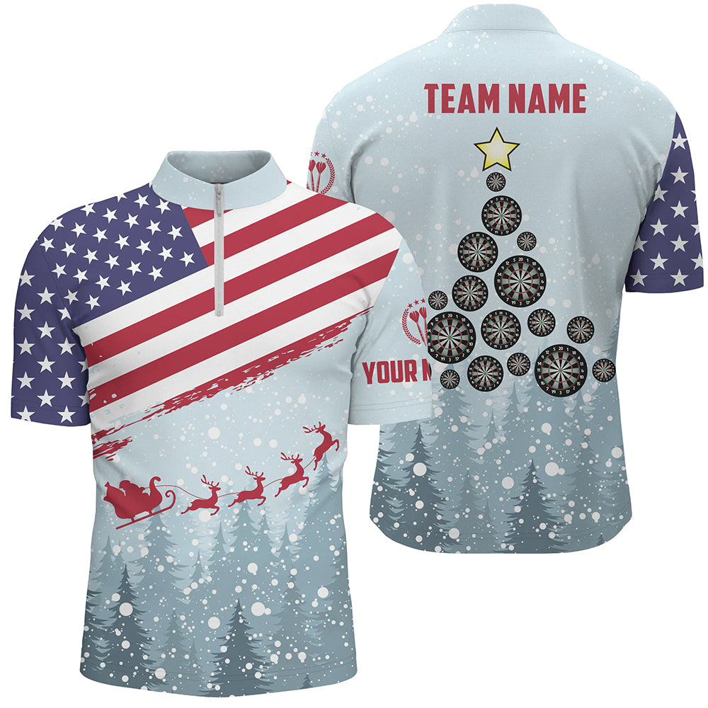 Christmas American Flag Darts Quarter-Zip Shirt Custom Patriotic Dart Jerseys For Men LDT0751