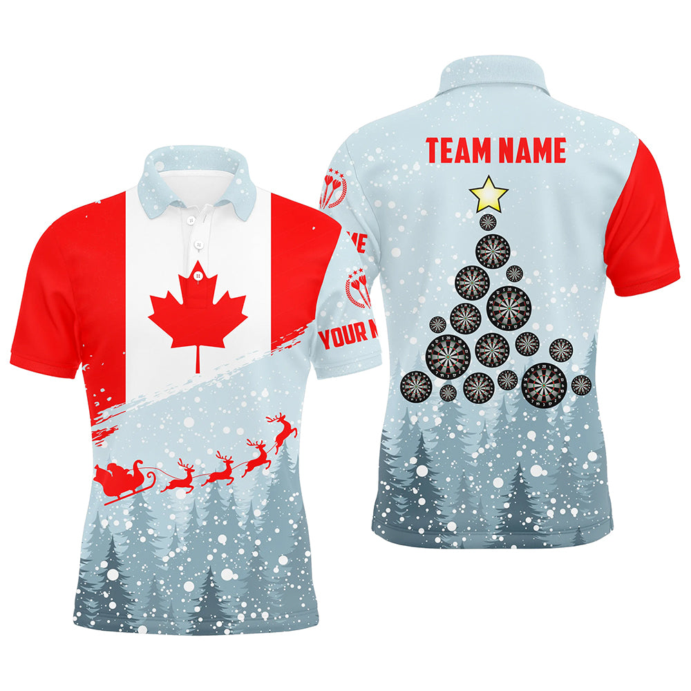 Christmas Canada Flag Men Darts Polo Shirt Custom Patriotic Dart Shirt For Men Dart Jersey LDT0752