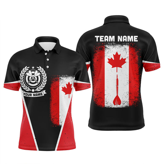Retro Canada Flag Men Darts Polo Shirt Custom Patriotic Darts Shirt For Men Dart Jersey LDT0761