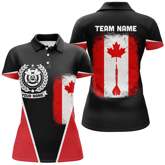 Retro Canada Flag Darts Polo Shirt Custom Patriotic Darts Shirt For Women Dart Jersey LDT0761