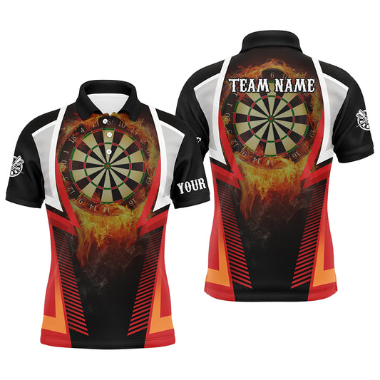 Orange Fire Flame Sports Mens Darts Polo Shirt Custom Darts Shirt For Men Dart Jerseys LDT1397