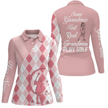 Load image into Gallery viewer, Some Grandmas Knit Real Light Pink For Ladies, Argyle Pink Custom Name Women 3D Polo Shirt LDT0008