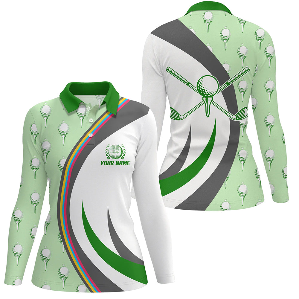 Golf Ball On Tee Green Polo Shirts Custom Golf Elements Cool Golf Shir ...