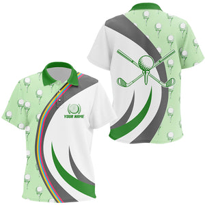 Golf Ball On Tee Green Kids Polo Shirts Custom Golf Elements Cool Golf Shirts For Kid Golf Gifts LDT0446