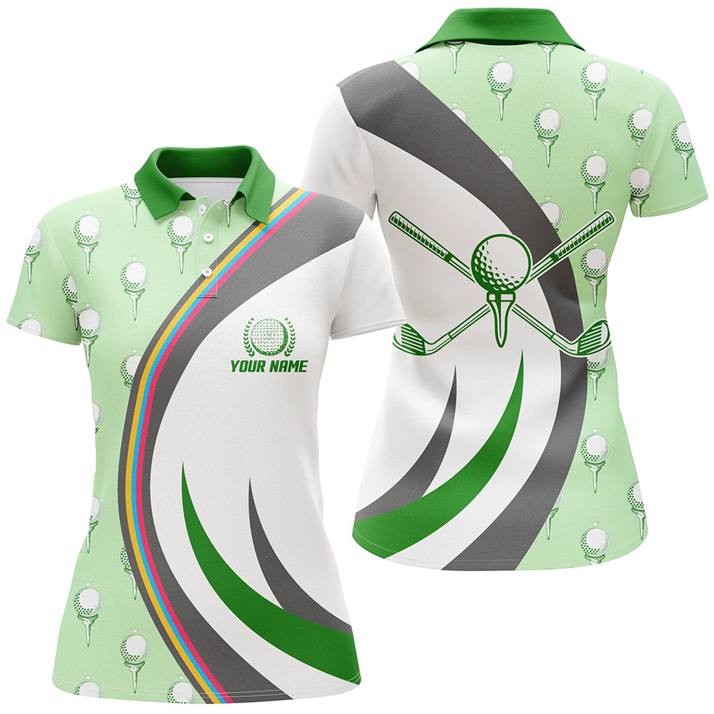 Golf Ball On Tee Green Polo Shirts Custom Golf Elements Cool Golf Shirts For Women Golf Gifts LDT0446