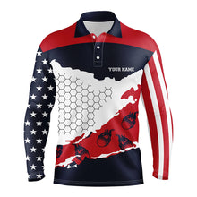 Load image into Gallery viewer, Personalized American Flag Mens Golf Polo Shirts Golf Flame 3D All Over Print Polo Shirt For Men LDT0197