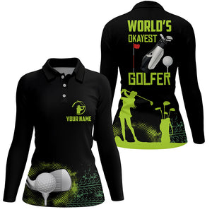 World's Okayest Golfer Womens Polo Shirt, Customized Green Golf Shirts For Women, Golf Gifts LDT0202