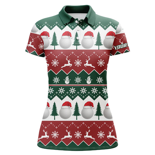 Golf Santa Christmas Tree Snow Polo Shirt Customized Christmas Golf Gifts For Women LDT0459