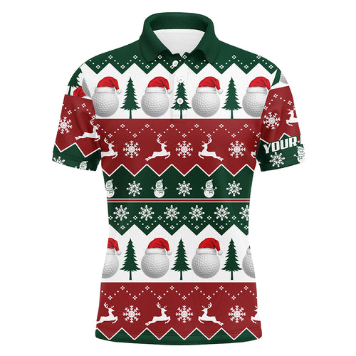 Golf Santa Christmas Tree Snow Mens Polo Shirt Customized Christmas Golf Gifts For Men LDT0459