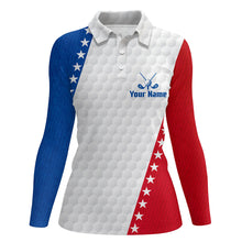 Load image into Gallery viewer, American Flag Womens Golf Polo Shirts Custom Patriotic Golf Shirts For Women Golfing Gifts LDT1411