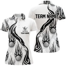 Load image into Gallery viewer, Flame Golf Ball Black White Golf Polo Shirt Personalized Golf Shirts For Women Golfing Gifts LDT0781