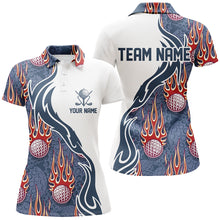 Load image into Gallery viewer, Flame Golf Ball White Blue Golf Polo Shirt Personalized Golf Shirts For Women Golfing Gifts LDT0782