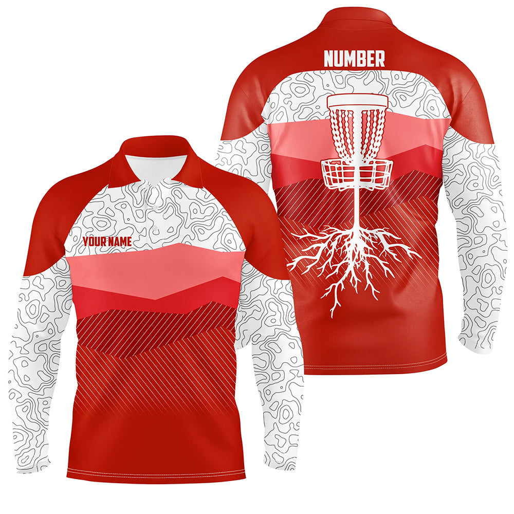 Red Mountains Golf Course Mens Disc Polo Shirt Custom Disc Golf Shirts For Men Cool Golf Gifts LDT0788