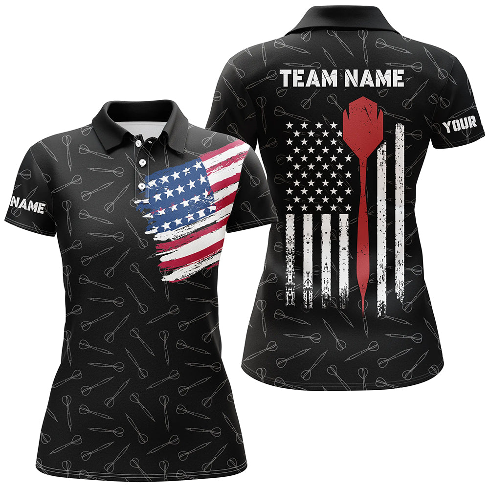 American Flag Darts Polo Shirt Custom Patriotic Darts Shirt For Women Dart Team Jersey LDT0800