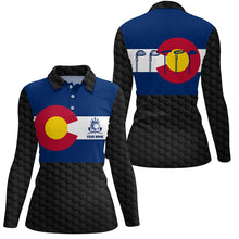 Load image into Gallery viewer, Colorado Flag Womens Black Golf Polo Shirt Custom Patriotic Golf Shirts For Women Golf Gifts LDT0786