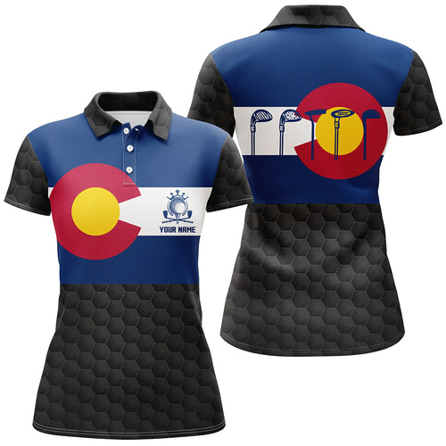 Colorado Flag Womens Black Golf Polo Shirt Custom Patriotic Golf Shirts For Women Golf Gifts LDT0786