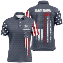 Load image into Gallery viewer, Navy American Flag Mens Golf Polo Shirts Custom Patriotic Team Golf Shirts For Men Golf Gifts LDT1428