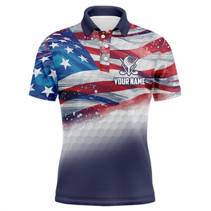 Watercolor American Flag Mens Golf Polo Shirts Custom Patriotic Golf Shirts For Men Golf Gifts LDT1430