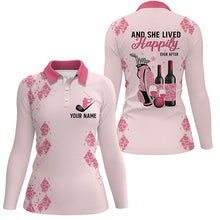 Load image into Gallery viewer, And She Lived Happily Ever After Pink Leopard Womens Golf Polo Shirts Custom Golf And Wine LDT0029