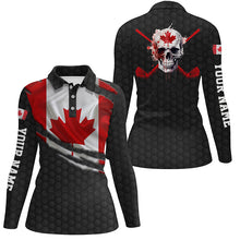 Load image into Gallery viewer, 3D Canada Flag Skull Womens Golf Polo Shirts Personalized Patriotic Golf Shirts For Women LDT0511