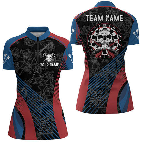 Blue Red Personalized Darts Quarter-Zip Shirt Custom Skull Women Dart Shirts Dart Jersey LDT0817