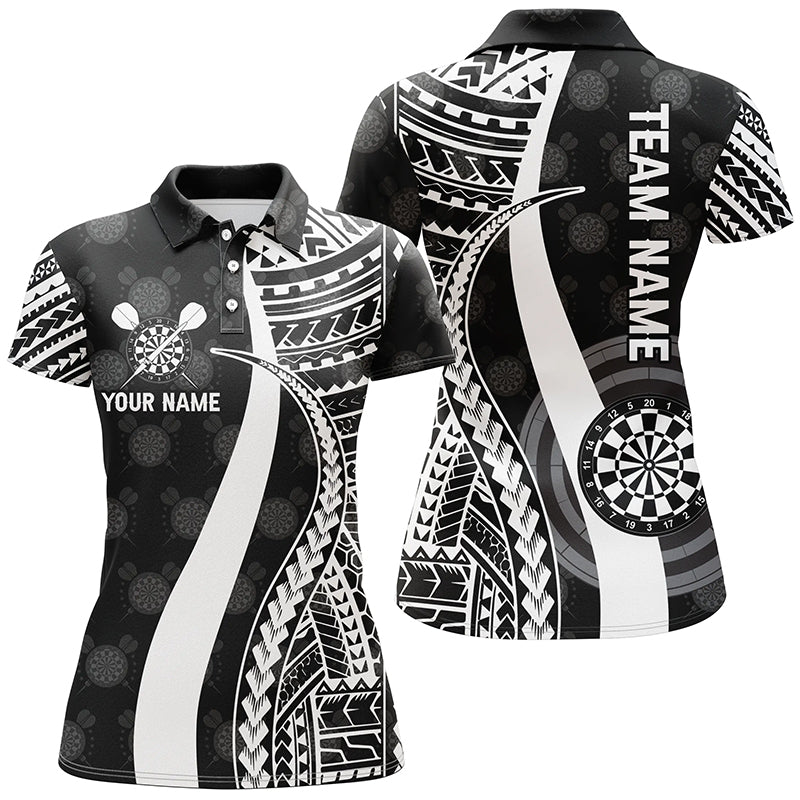 Black White Tribal Personalized Darts Polo Shirts Custom Cool Darts Jersey For Women LDT0821