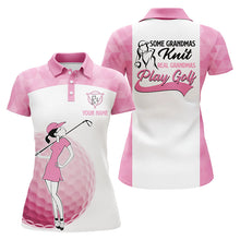 Load image into Gallery viewer, Grandmas Play Golf Womens Polo Shirts, White And Pink Golf Shirt For Ladies, Funny Female Golf Gifts LDT0046