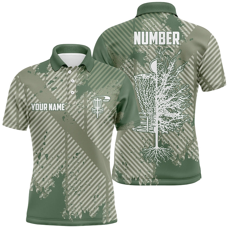 Disc Golf Green Abstract Texture Mens Polo Shirts Customized Disc Golf Shirts For Men LDT0520