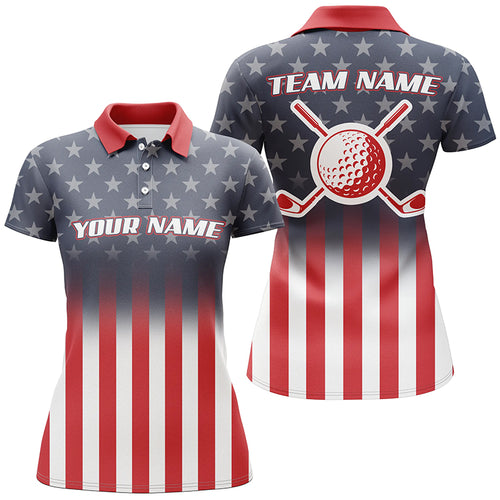 Gradient American Flag Womens Golf Polo Shirt Custom Patriotic Golf Tops For Women Golf Gifts LDT1048