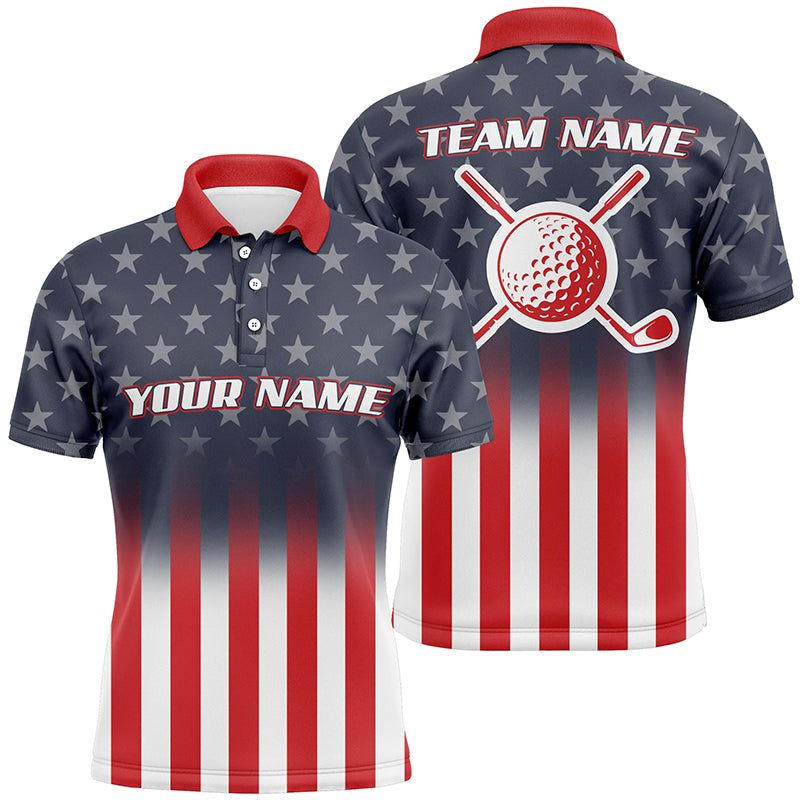 Gradient American Flag Mens Golf Polo Shirt Custom Patriotic Golf Tops For Men Golf Gifts LDT1048