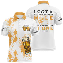 Load image into Gallery viewer, I Got A Cold Beer On Every Hole Yellow Argyle Mens Golf Polo Shirts Beer Golf Shirts For Men LDT0525