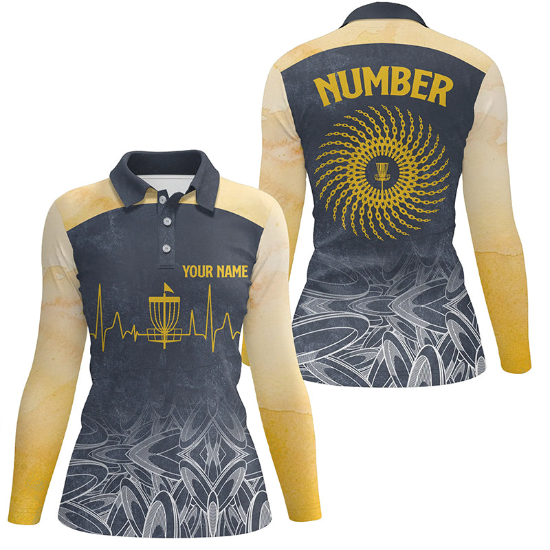 Heartbeat Womens Golf Polo Shirts, Custom Golf Shirts Disc Golf Shirts For Womens, Best Golf Gifts LDT0051