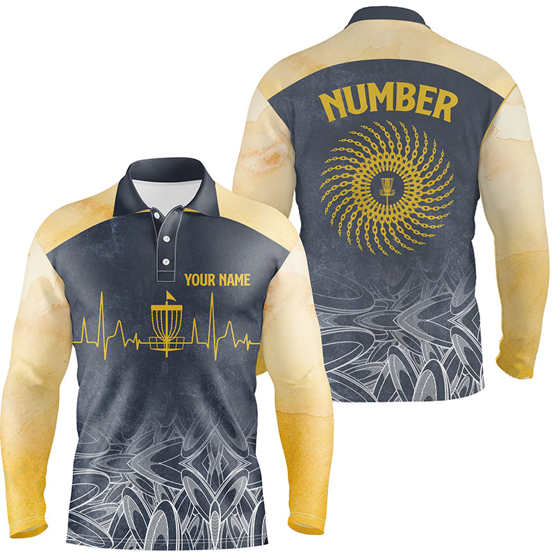 Heartbeat Mens Golf Polo Shirts, Custom Golf Shirts Disc Golf Shirts For Mens, Best Golf Gifts LDT0051
