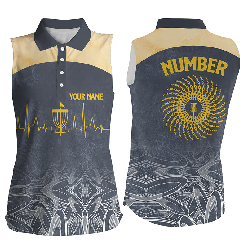 Heartbeat Womens Sleeveless Golf Shirts Custom Golf Shirts Disc Golf Shirts For Women, Golf Gifts LDT0051