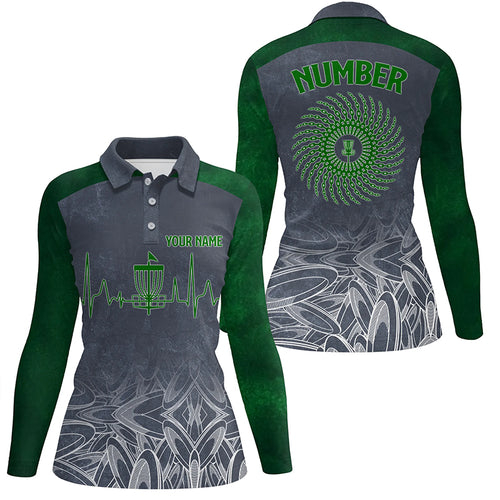 Heartbeat Womens Golf Polo Shirts, Custom Golf Shirts Disc Golf Shirts For Women, Disc Golf Gifts LDT0052