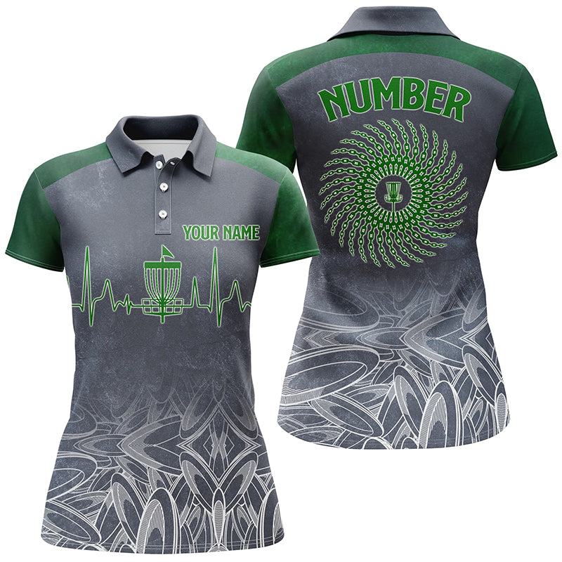 Heartbeat Womens Golf Polo Shirts, Custom Golf Shirts Disc Golf Shirts For Women, Disc Golf Gifts LDT0052