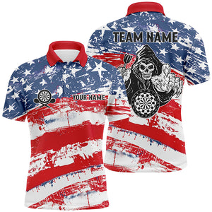 Retro American Flag Skull Darts Men Polo Shirt Custom Patriotic Darts Jersey For Men LDT0863