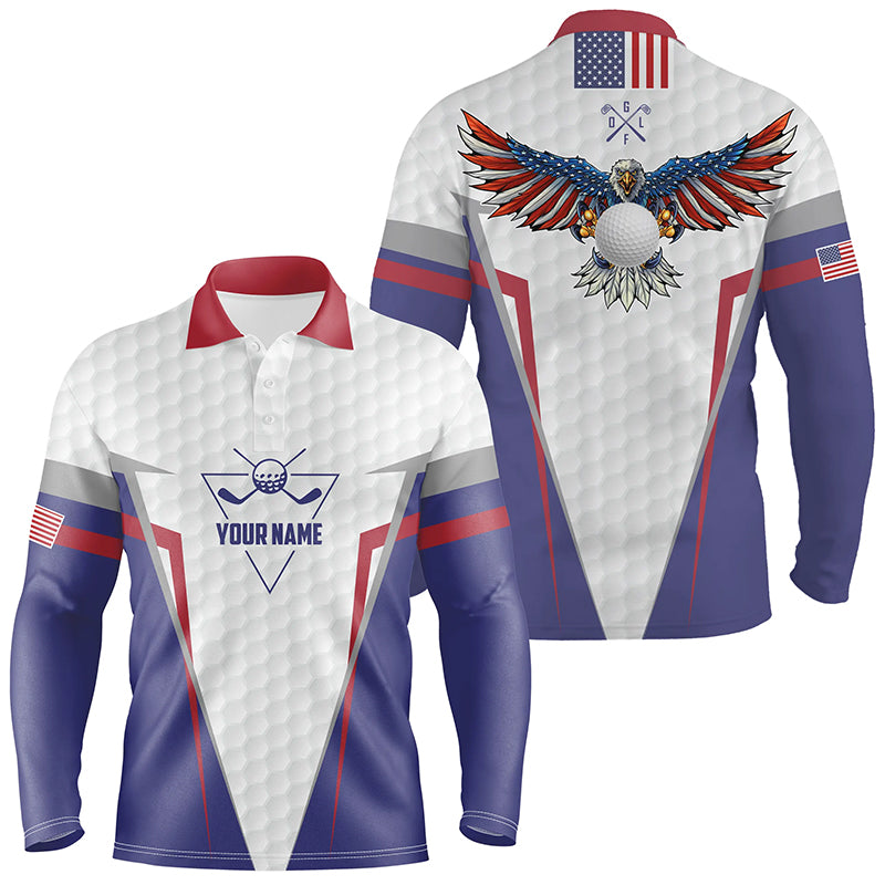 American Flag Golf Polo Shirt Custom Us Eagle Golf Shirts For Men Patriotic Golf Gifts LDT0254