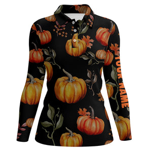 Watercolor Pumpkin Thanksgiving Golf Polo Shirt Customized Fall Pattern Golf Shirts For Women LDT0878