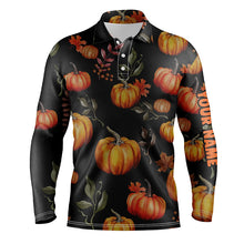 Load image into Gallery viewer, Watercolor Pumpkin Thanksgiving Mens Golf Polo Shirt Customized Fall Pattern Golf Shirts For Men LDT0878