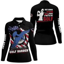 Load image into Gallery viewer, Work Hard Golf Harder Albatross American Flag Polo Shirt, Patriotic Golf Shirts For Women, Golf Gifts LDT0068