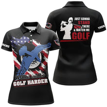 Load image into Gallery viewer, Work Hard Golf Harder Albatross American Flag Polo Shirt, Patriotic Golf Shirts For Women, Golf Gifts LDT0068